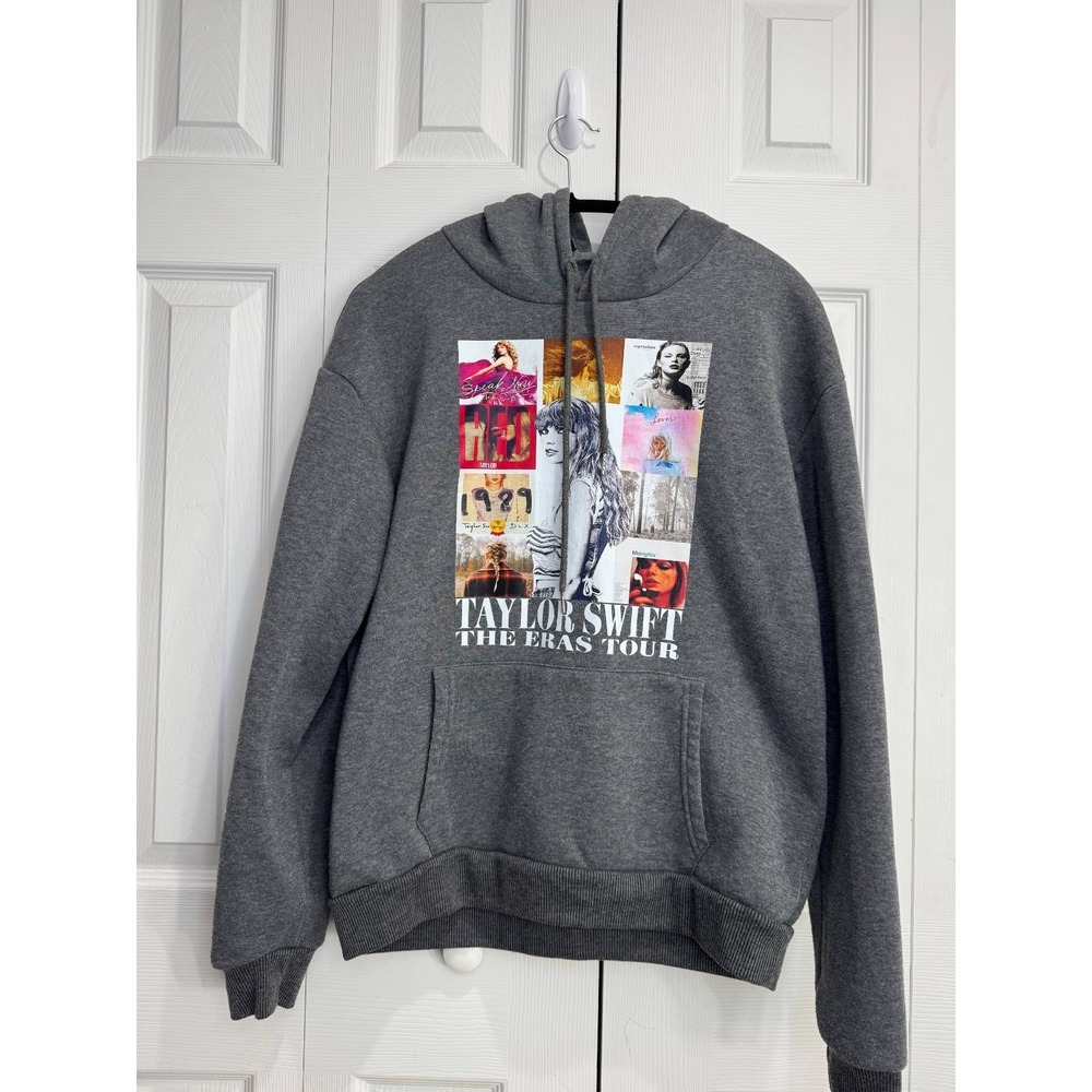 Taylor Swift The Eras Tour Hoodie Women's Small Gray‎ Graphic Print 100% Cotton